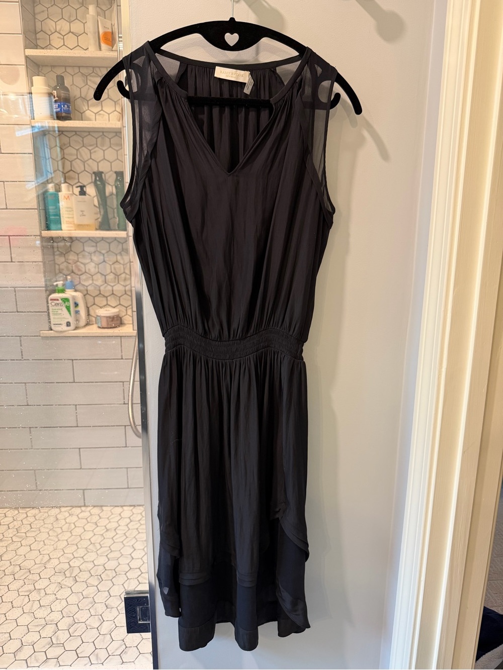 Ramy Brook Sleeveless Black V-Neck Midi Dress
